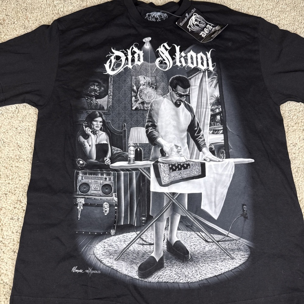 New DGA David Gonzalez Man Ironing Bandana Old Skool Streetwear‎ Black Size XL